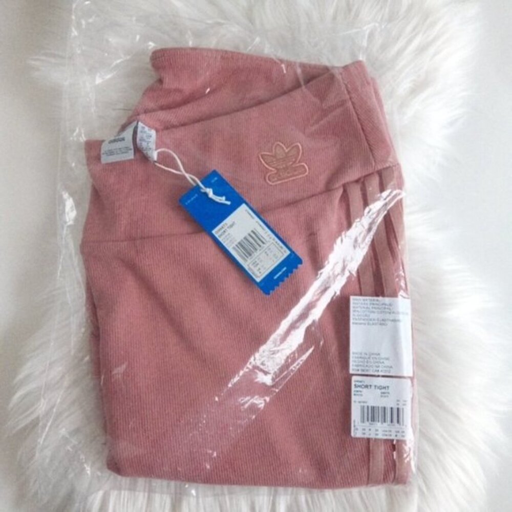New Adidas Ash Pink Plus Size Ribbed Bicycle Short Tights Women's Size US 3X